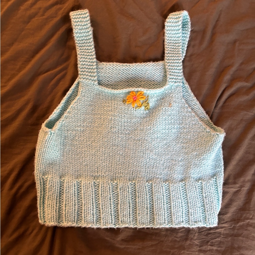 Handmade Knitted Turquoise Tank Top